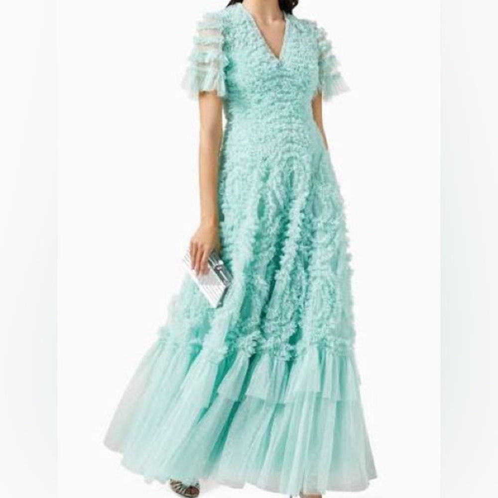 NEW Needle & Thread Dress Mint Green Wedding Dress Long Dress Needle & Thread